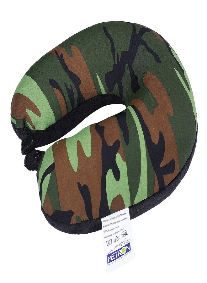Metron- Army Jungle Print Dual Comfort Micro Beads U Shaped Travel Pillow Airplane Car Bus Comfort Head Support Neck & Cervical Pillow - Image 3